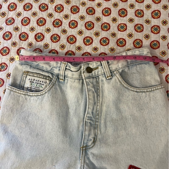 RARE Vintage 80s Guess by GEORGES MARCIANO Light Wash Patched High Waist Jeans - Picture 8 of 11